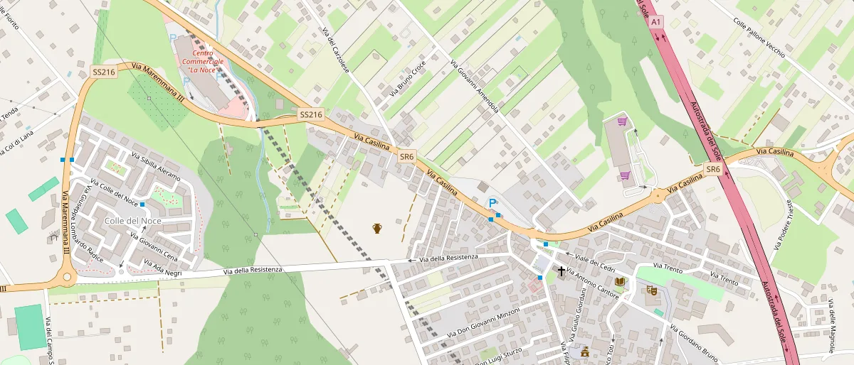 Mappa di San Cesareo: TIER1 si trova su Via Casilina, fra la SR6 e Via della Resistenza.
